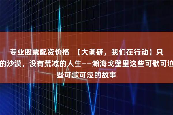 专业股票配资价格  【大调研，我们在行动】只有荒凉的沙漠，没有荒凉的人生——瀚海戈壁里这些可歌可泣的故事